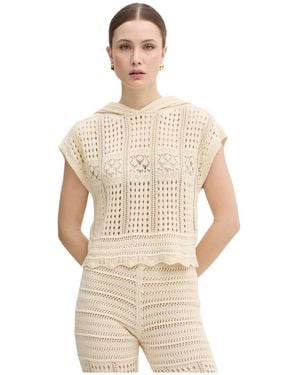 Twinset Truien & Vesten ,Katoen Hooded Knitted Top - Naturel