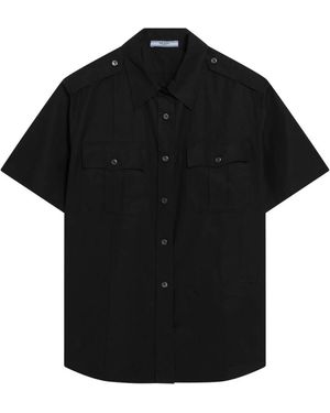 Prada Poplin Short-Sleeve Shirt - Black