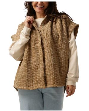 RUBY TUESDAY Jassen ,Geel ,Oversized Short Sleeves Boucle Shirt - Bruin