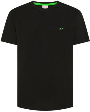 Sun 68 Tops ,Zwart ,Katoen Pique S/S T-Shirt