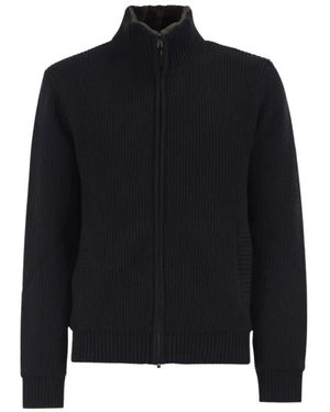 Herno Strickjacke Mit Hohem Kragen Und Reißverschluss - Schwarz