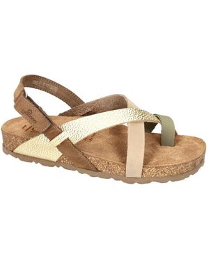 Yokono Schoenen ,Bruin ,Leer Jerba-718 Platte Sandaal