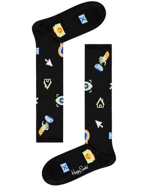 Happy Socks Ondergoed ,Zwart ,Katoen Pixel Crew Socks