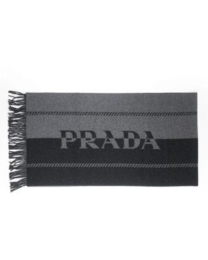 Prada Kleiner Wollschal Mit Jacquard-Logo - Schwarz