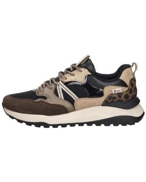 Rieker Schoenen ,Bruin ,Sneakers Laag - Zwart