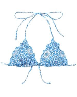 Mc2 Saint Barth Ornamentele Triangel Bikini Top - Blauw