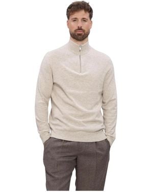 Profuomo Pullover Mit Halbem Reißverschluss - Natur