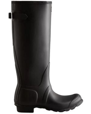 HUNTER Tall Back Adjustable Wellington Boots - Black