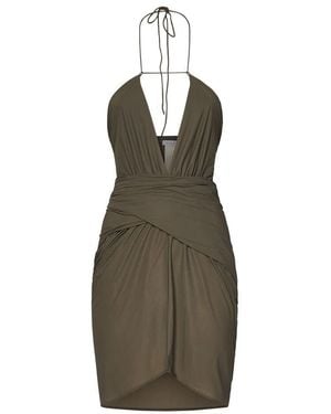 Amazuìn Grünes V-Ausschnitt Kleid Für Frauen