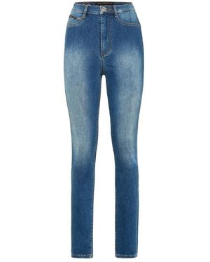 Philipp Plein High Waist Jegging - Blauw