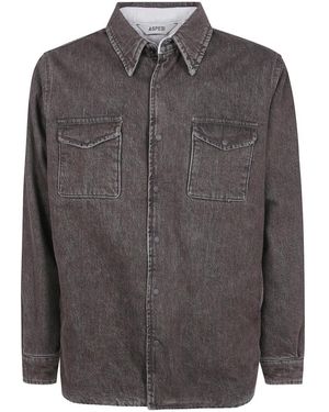 Aspesi Overhemden ,Bruin ,Denim Doppia Overhemd - Grijs