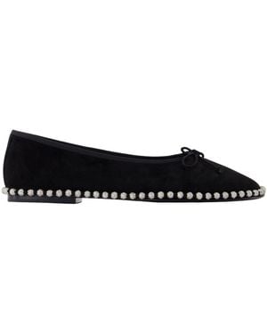 Alexander Wang Schwarze Lederballerinas Mit Ballchain-Detail