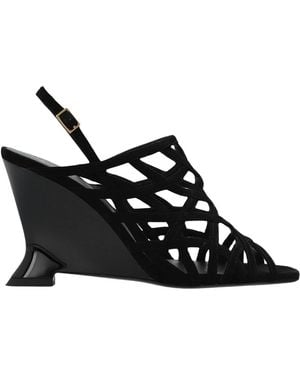 Balmain Schoenen ,Zwart ,Leer Wedge Cage Sandalen