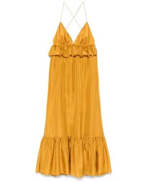 Zimmermann Silk Ruffle Rhiannon Maxi Dress - Yellow
