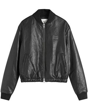 Ami Paris Leather Jackets - Black