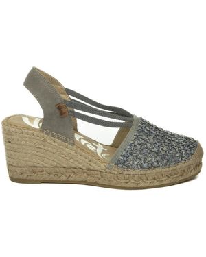 Vidorreta Schoenen ,Blauw ,18400 Rafia Espadrille Wedge - Grijs