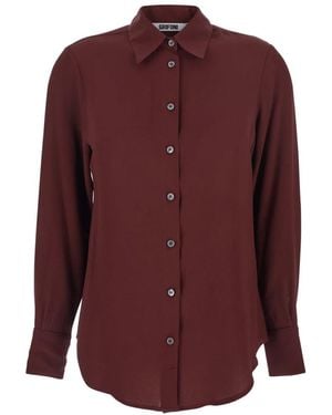 Grifoni Overhemd Met Klassieke Kraag En Manchetten Met Knopen - Paars