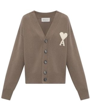 Ami Paris Truien & Vesten ,Bruin ,Katoen De Coeur Cardigan - Grijs