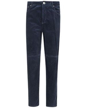 Brunello Cucinelli Broeken ,Blauw ,Katoen Geverfde Broek