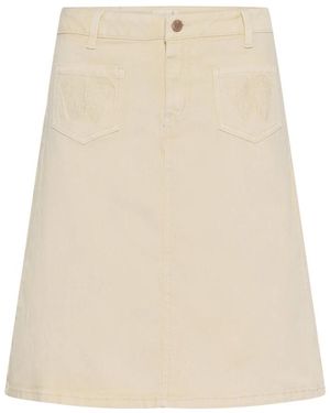Cream Denim Skirts - Neutro