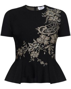 McQueen Overhemden ,Zwart ,Floral Motif Top