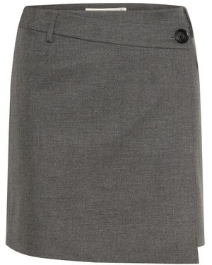 Gestuz Rokken ,Grijs ,Polyester Wikkelskirt Donkergrijs Melange
