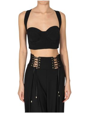 Babylon Tops ,Zwart ,Elegante Crop Top Met Gekruiste Rug