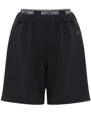 Moschino Korte Broeken ,Zwart ,Katoen Garment-Geverfde Katoenen Fleece Shorts