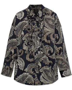 R13 Overhemden ,Blauw ,Katoen Shredded Seam Ruffle Shirt - Grijs