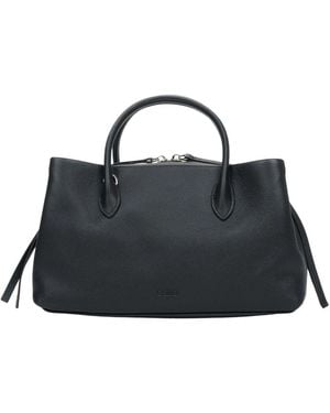 ESTRO Echt Narbenleder Handtasche - Schwarz