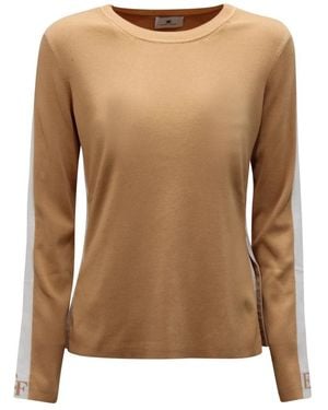 Elisabetta Franchi Long Sleeve T-Shirts - Brown