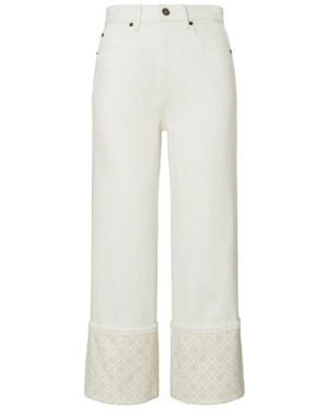Tory Burch Straight-Leg Cropped Jeans - Wit