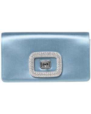 Roger Vivier Blaue Kristallverzierte Satin Clutch
