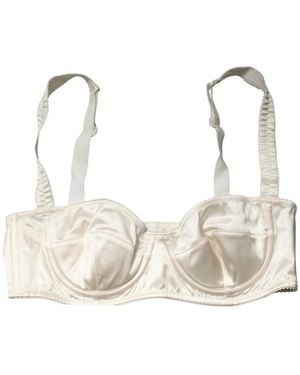 Dolce & Gabbana Ondergoed ,Wit ,Polyester Semi-Pad Balconette Bh Met Beugel
