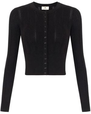 Elisabetta Franchi Strick-Cardigan Mit Lochmuster - Schwarz