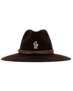 Moncler Accessoires ,Bruin ,Wol Wolhoed Met Brede Rand