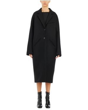 Courreges Jassen ,Zwart ,Wol Lange Cocoon Jas Van Wol