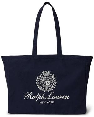 Polo Ralph Lauren Crest Embroidered Canvas Tote - Blau