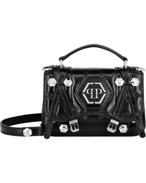 Philipp Plein Small Hexagon Leren Tote Bag - Zwart