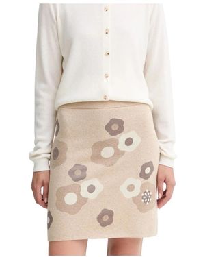 KENZO Floral-Muster Strickrock - Natur