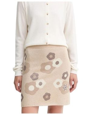KENZO Rokken ,Katoen Gebreide Rok Met Bloemenprint - Naturel