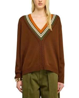 Semicouture V-Neck Knitwear - Marron