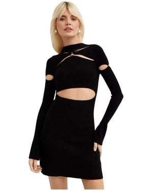 Mach & Mach Elegante Mini Jurk Met Uitsparingen - Zwart