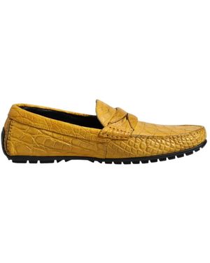 Dolce & Gabbana Gelbe Exotische Lederslipper Zum Hineinschlüpfen