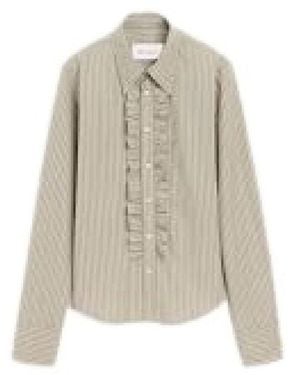 Ami Paris Katoenen Blouse Met Lange Mouwen En Ruches - Naturel