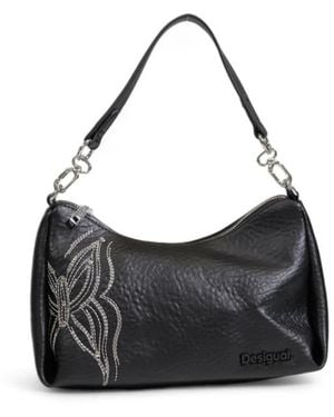 Desigual Borsa nera stampata con chiusura a zip - Nero