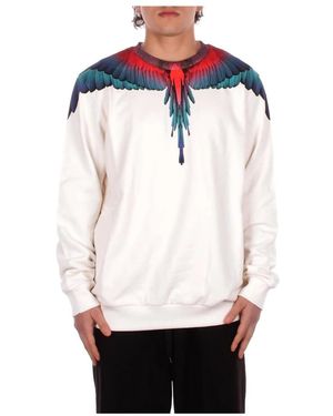 Marcelo Burlon Hoodies & Sweatvesten ,Wit ,Katoen Logo Frontale Sweatshirt