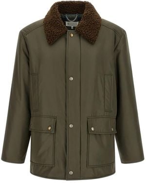 Maison Margiela Jassen ,Groen ,Wol Parka Met Schapewolkraag