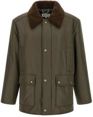 Maison Margiela Jassen ,Groen ,Wol Parka Met Schapewolkraag