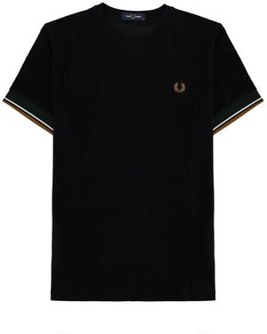 Fred Perry Tops ,Zwart ,Fp Twin Tipped Cuff T-Shirt